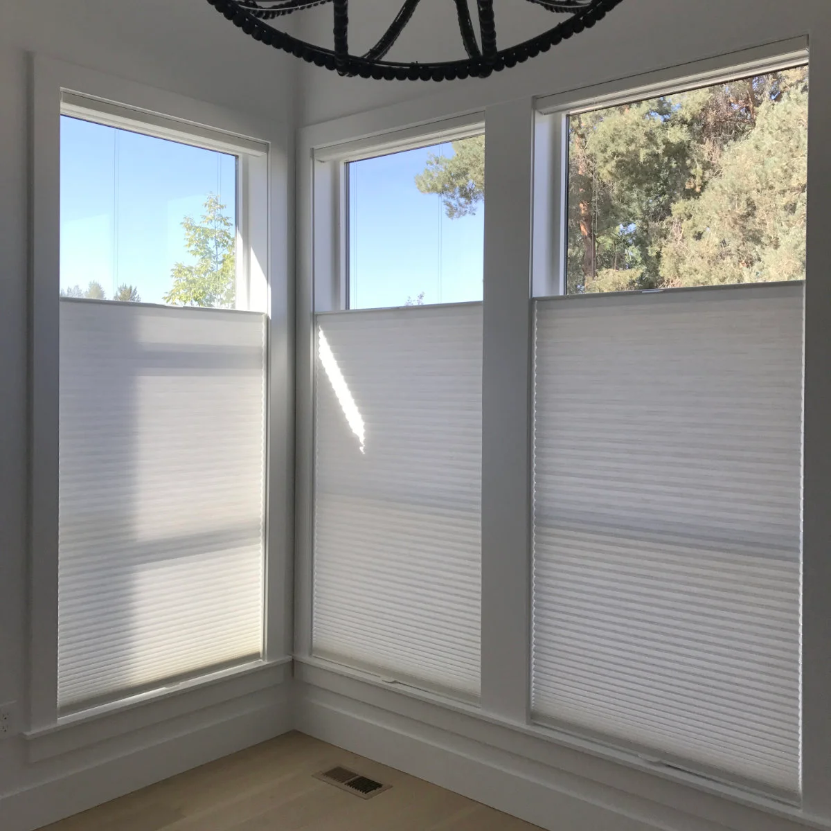Light-filtering Hunter Douglas Duette cellular shade in a bright residential room